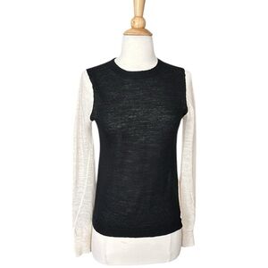 A.L.C. Lightweight Wool Sweater Black Cream Color Block Layer Neutral Size Small